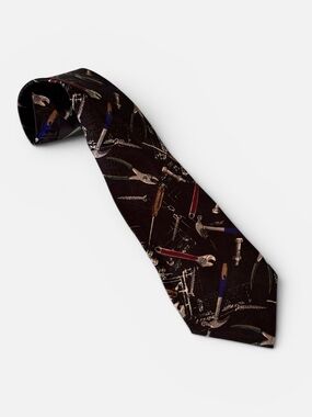 Home Improvement Men's Black Tool-Print Tie